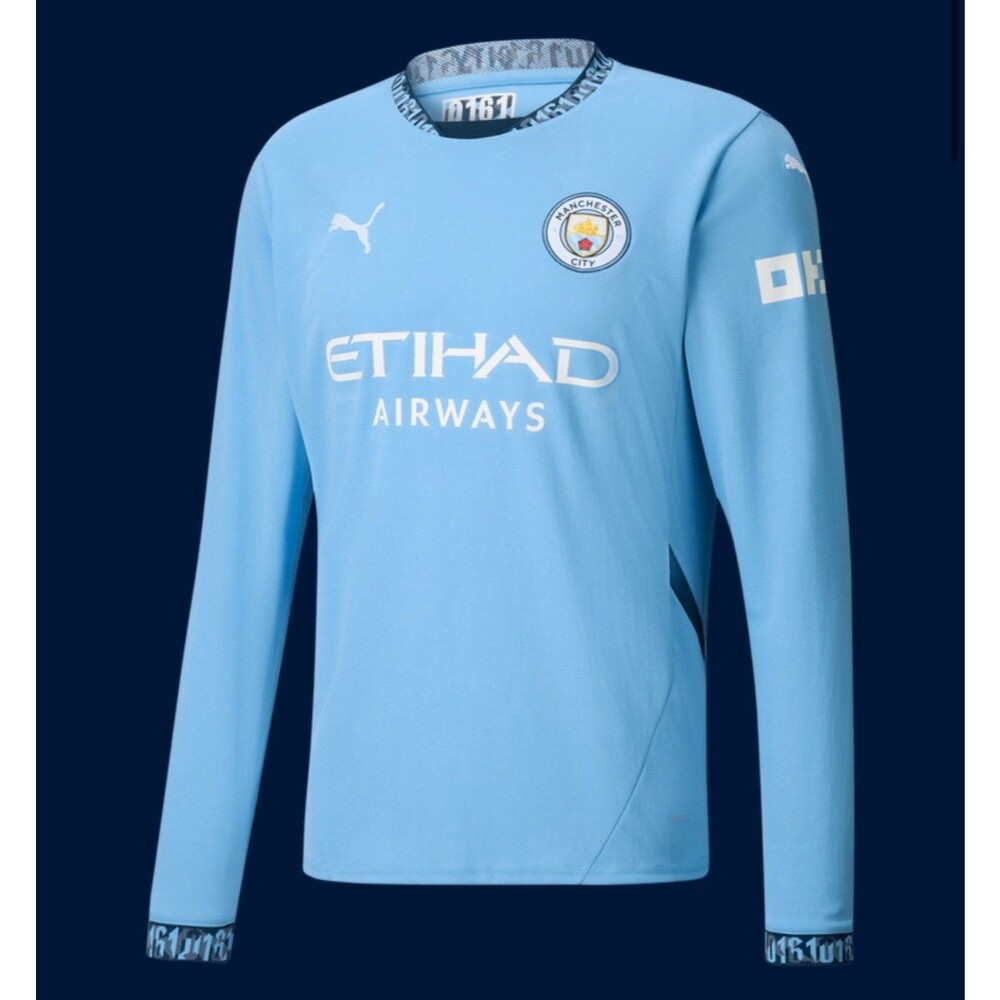 Size M Puma Manchester City 24/25 Home Long Sleeve Jersey Soccer Blue NEW